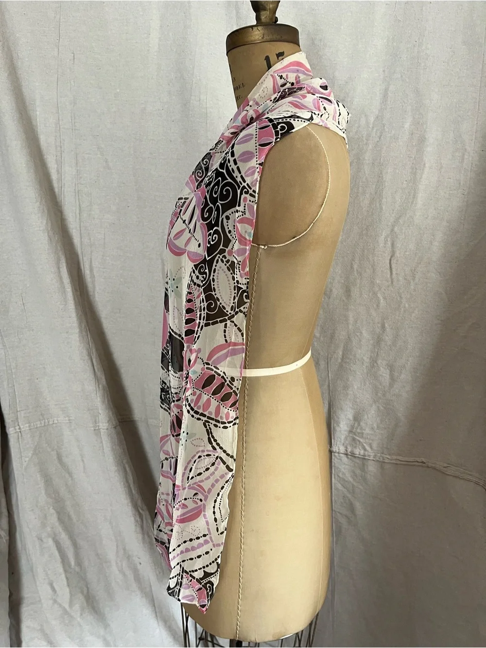 Vintage Women’s Sheer Rectangular Floral Scarf